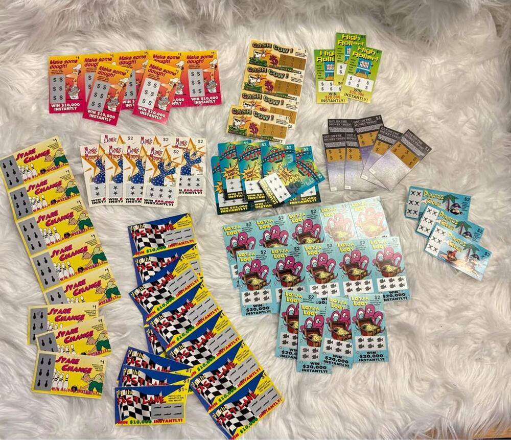 Lot of over 70 funny prank joke winning novelty lottery scratch tickets